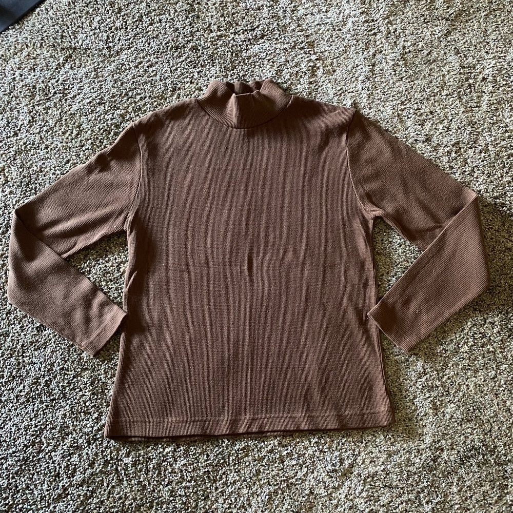 Women’s SS Brown Long Sleeve Turtleneck Top